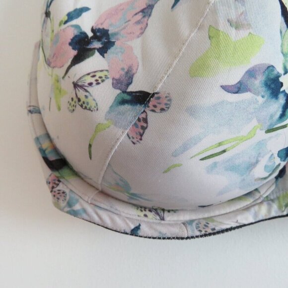 CACIQUE Butterflies and Blooms Lace Padded Bra Navy Blue White - Size 44DDD - Picture 8 of 14